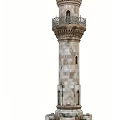 Classical Stone Tower With Decorative Railing And Arched Windows Design