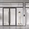 Modern Glass Double Doors For Commercial Space With Automatic Sensor And Transparent Panels