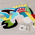 Colorful Abstract Design Shaped Rug with Modern Artistic Patterns for Living Space Interior