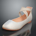 Light Colored Textured Flat Shoes With Cross Straps And Light Brown Sole For Elegant Look