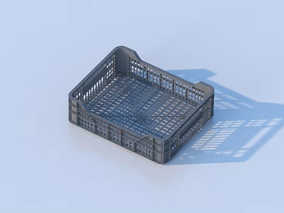 Durable Gray Mesh Plastic Storage Basket for Home Office Organization 3d model