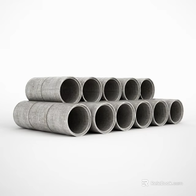 Stacked Stone And Wood Pipes For Industrial Construction Projects 3d model 