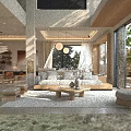 Modern Living And Dining Room Interior With Large Windows Green Tree And Natural Light