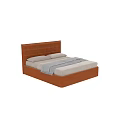 Double Bed with Orange Tufted Headboard Upholstered Frame and Light Mattress 3d model
