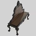 Vintage Wooden Leisure Chair With Ornate Carved Backrest And Decorative Legs
