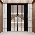 Modern Sliding Door Design With Glass Panels And Black Frame Wooden White Wall