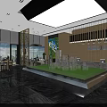 Modern Sales Office Interior Design Featuring Model Display And Reception Area With Wooden Decor And Lighting