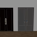 Modern Dark Double Doors With Metal Handles And Wooden Floor Background