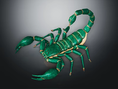 Vibrant Green Scorpion Decorative Figurine with Curved Tail and Intricate Claws 3d model