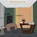 Modern Beauty Salon Interior Design With Comfortable Sofa Green Plants Decorative Paintings And Award