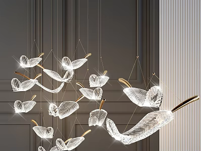 Modern Hanging Crystal Chandelier With Butterfly Shaped Design For Elegant Interior 3d model