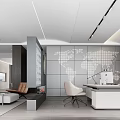 Modern Office Interior Design With World Map Wall Desk Office Chair And Open Layout