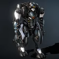 Futuristic Smart Robot With Detailed Metallic Mechanical Structure Armored Body And Glowing Yellow Eyes