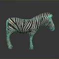 Detailed Standing Zebra With Bold Striped Coat Isolated On Dark Gray Background