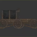 Two Vintage Wooden Carts With Canopy And Open Design Wooden Wheels