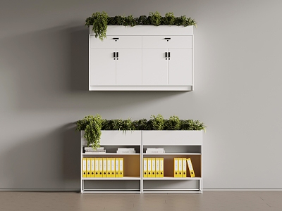 05 file cabinet modern file cabinet green plant partition 3d model