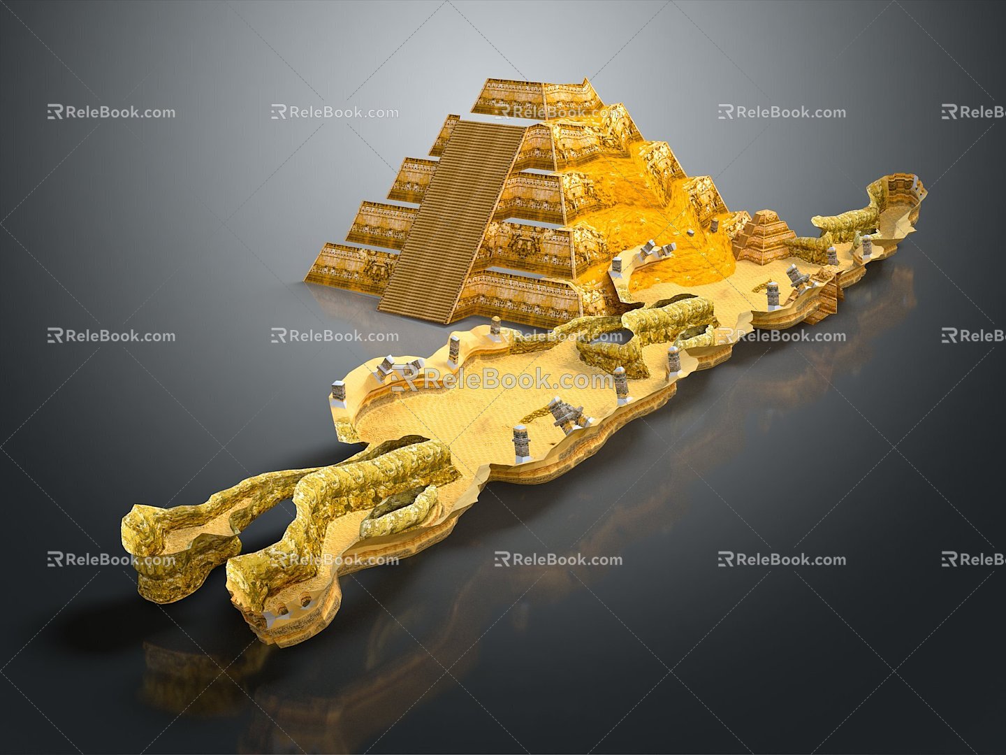 Pyramid Hexagon Pyramid Cultural Relics Building Ancient Architectural Items 3d model