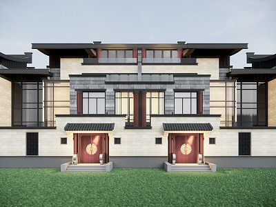 New Chinese Style Double-family Villa Rural Self-built House Rural Private House Villa Rural Self-built House Resort Hotel Mountain Villa Simple Villa Single-family Villa 3d model