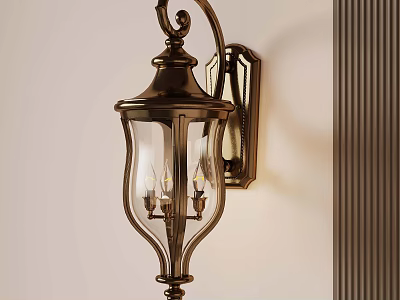 Vintage Brass Wall Lamp With Glass Shade And Classic Decorative Design 3d model