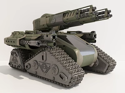 Modern Military Armored Tank With Tracked Design And Multiple Weapon Systems 3d model