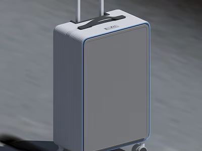 Xiaomi Modern Gray Suitcase With Telescopic Handle Wheels And Blue Edges 3d model