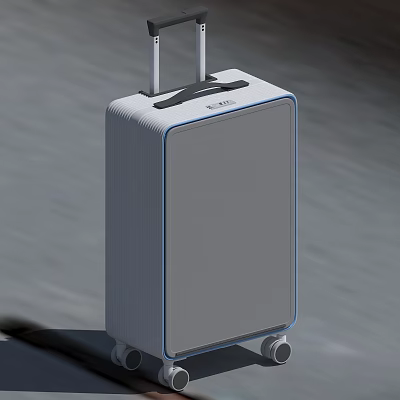 Xiaomi Modern Gray Suitcase With Telescopic Handle Wheels And Blue Edges 3d model