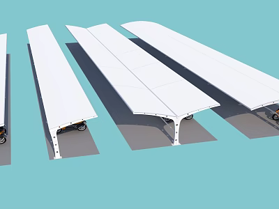 Modern White Canopy Structure With Metal Frame For Outdoor Parking Area 3d model
