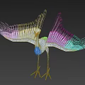 Flying Animal Crane With Spread Wings White Head And Orange Beak Gray Body Long Legs
