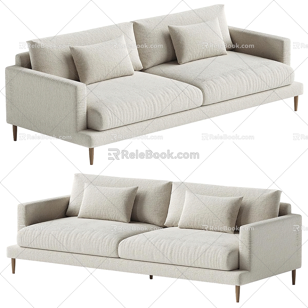 Double Sofa Fabric Double Sofa Casual Sofa Nordic Sofa 3d model