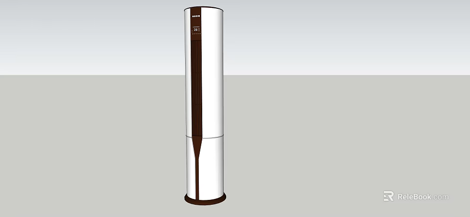 Modern Standing Cylindrical Air Conditioner Fan With Silver Metal Finish And Tower Design 3d model 
