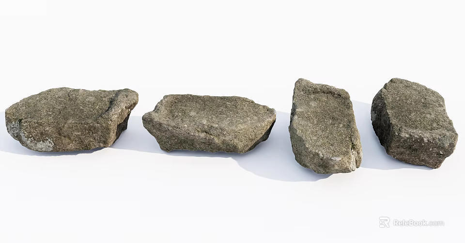 Natural Stone And Wood Decorative Pieces With Various Shapes And Textures 3d model 