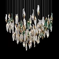 Elegant Modern Chandelier With White Green Gold Crystal Glass Hanging Pendants Design