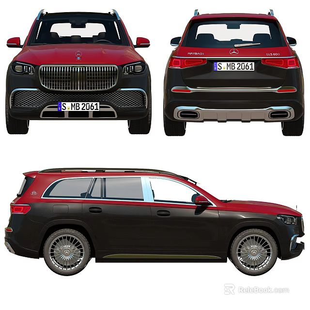 Red And Black Luxury SUV With Chrome Grille Side Windows And Alloy Wheels 3d model 