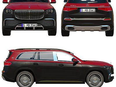 Red And Black Luxury SUV With Chrome Grille Side Windows And Alloy Wheels 3d model