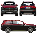 Red And Black Luxury SUV With Chrome Grille Side Windows And Alloy Wheels