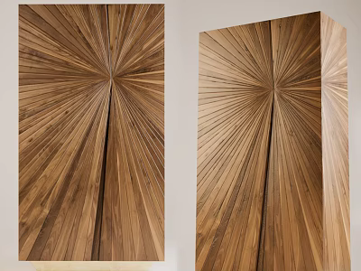 Natural Wooden Entryway Cabinet And Side Cabinet With Radial Grain Design 3d model