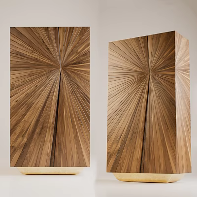 Natural Wooden Entryway Cabinet And Side Cabinet With Radial Grain Design 3d model