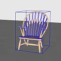 Wooden Leisure Chair With Simple Design Curved Backrest Armrests Grey Floor And White Wall