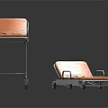 Orange Medical Stretcher with Metal Frame and Wheels for Hospital Emergency Use