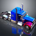 Blue Heavy Duty Semi Truck With Shiny Cab And Detailed Wheel Design