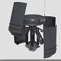 Mechanical Creature Character With Circular Main Body Open Side Panels And Top Antenna Structure 3d model