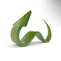 Green 3D Arrow Icon With Curved Shape Upward Direction And Reflective Surface 3d model