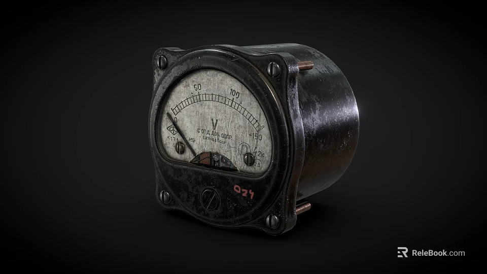 Vintage Voltmeter With Metal Case Retro Dial And Classic Pointer Design 3d model