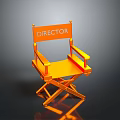 Bright Orange Director Chair With Foldable Structure Armrests And Visible Director Label