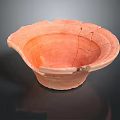 Vintage Handcrafted Orange Terracotta Bowl With Cracked Surface And Textured Edge
