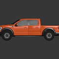 Orange Pickup Truck With Modern Sporty Design Black Wheels And Shiny Reflection