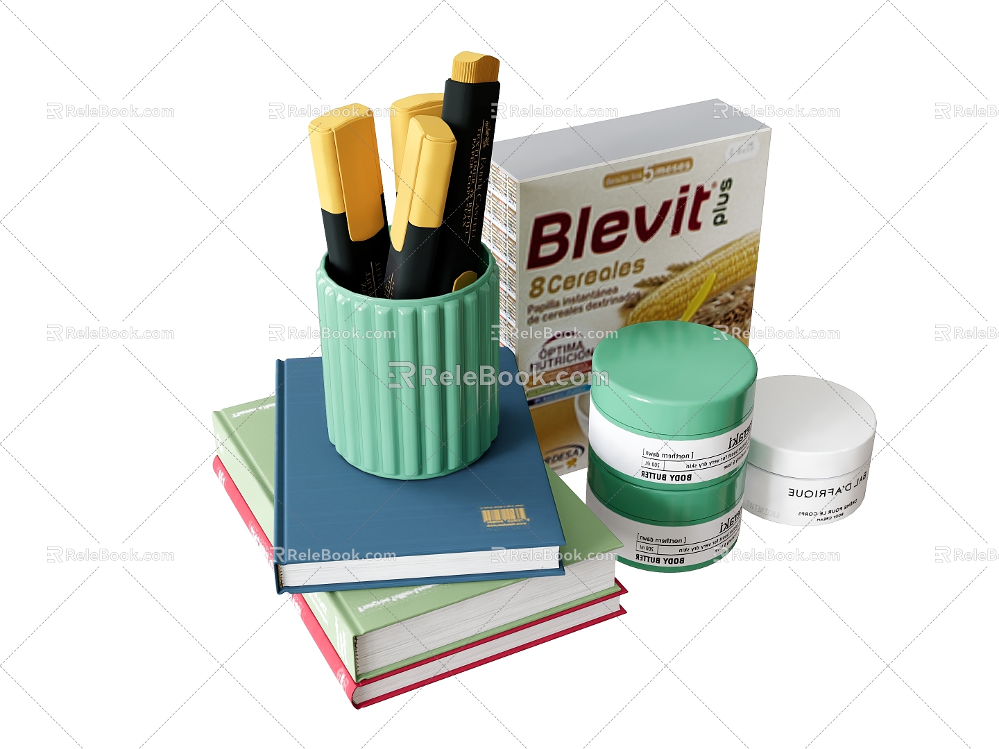 Stationery marker book notebook 3d model