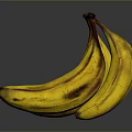 Bunch Of Ripe Yellow Bananas With Brown Spots On Black Reflective Background