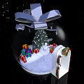 Christmas Snow Globe With Tree Gifts Figurine Wreath And Snowflakes