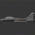 Shiny Gray Fighter Jet Model With Missiles And Wing Emblems On Gray Background 3d model